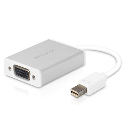 Macally Aluminum Mini DisplayPort (Thunderbolt) to VGA Audio/Video Adapter for Apple Macbook (Air and Pro), iMac, and Mac Mini (MDVGA4K)