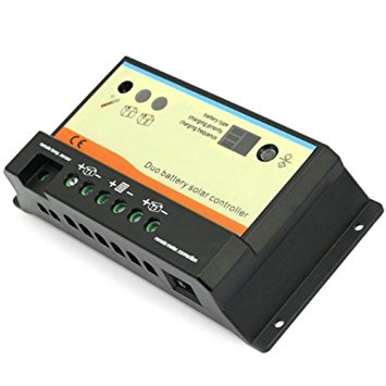 10A Duo Battery Solar Panel Charge Controller Regulator 12/24V for dual battery