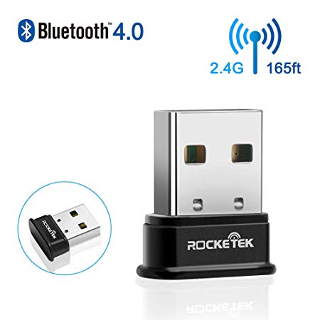 Rocketek USB Bluetooth 4.0 Adapter for Laptop & PC & PS3/4 & Xbox One Controller Support Windows 10, 8.1, 8, 7, Raspberry Pi, Linux Compatible; Classic Bluetooth, and Stereo Headset Compatible