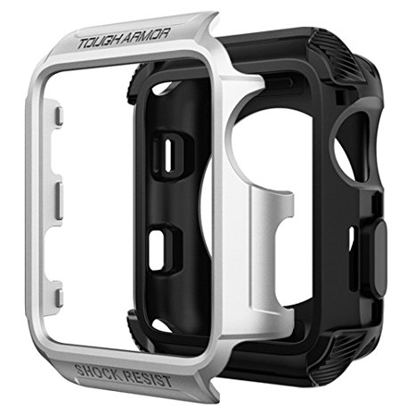 Apple Watch Case, 42mm Series 3 / Series 2, Spigen [Tough Armor 2] 2018 Newly Designed Heavy Duty Protection Slim Minimal Bulk Cover for Apple Watch Series 3 (2017) Series 2 (2016) - Silver - 059CS22634