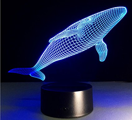 SOKOS Nightlight, 3D visualization Illusion Multi-colored Change USB Touch Button LED Desk Lamp, Table Light for Room Decorative or Gifts for Friends/Kids (Whale)