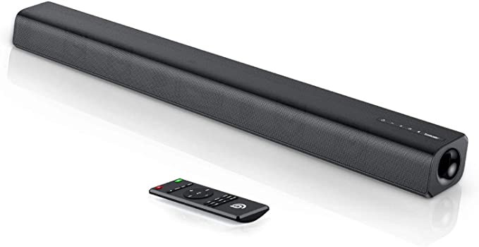 Bomaker Sound Bar, Sound Bar for TV, Soundbar with Built-in Subwoofer, Bluetooth 5.0, DSP and 3D Surround Sound, Deep Bass, 6 EQ Modes, Remote Control, HDMI, Optical, AUX, USB