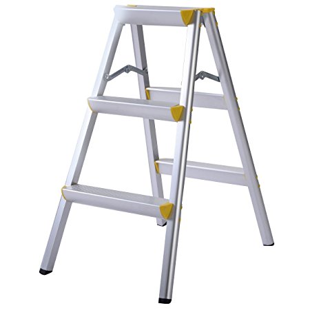 Giantex 3 Step Aluminum Ladder Folding Platform Work Stool 330 lbs Load Capacity