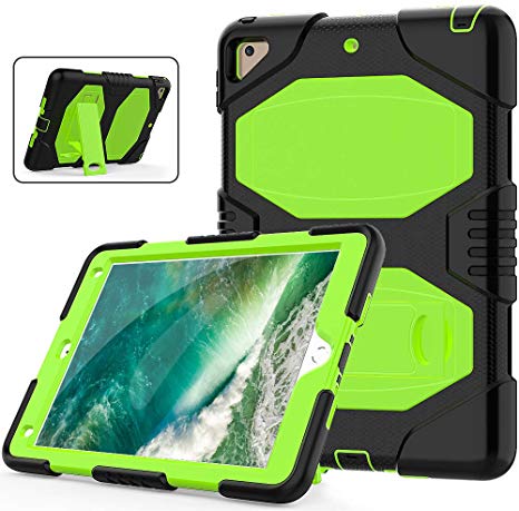 timecity SXcase Case for iPad 9.7 2018/2017,Silicone Hard Bumper Shockproof Rugged Heavy Duty Protective Case for iPad 6th Generation [Green]