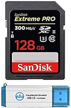 SanDisk 128GB SDXC SD Extreme Pro Memory Card UHS-II Works with Fujifilm X-T3, X-T2, X-T1 Mirrorless Camera 300MB/s 4K V30 (SDSDXPK-128G-ANCIN) Plus 1 Everything But Stromboli 3.0 SD/Micro Card Reader