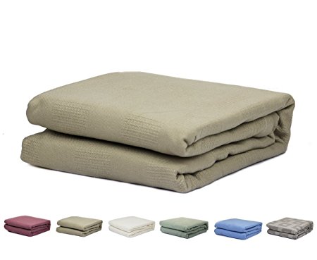 Sand Color Pure 100% Cotton Thermal Hospital/Home Blanket - Twin Size