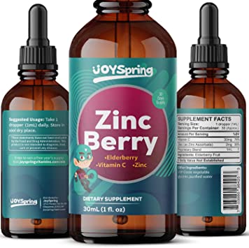 Zinc for Kids Immune Support - Kids Zinc Drops - Liquid Immune Support with Vitamin C and Elderberry - Vegan Immune Boost for Kids