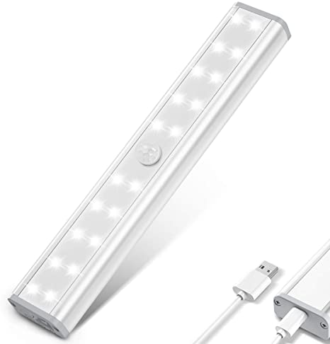 LED Closet Light, HOKEKI Wardrobe Light, Motion Sensor Light, with 20 LED Bulbs Under Counter Lights for Kitchen, USB Rechargeable, with Magnetic Strip, for Wardrobes, Kitchens, Corridors (1 Pack)