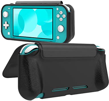 MoKo Flip Cover Grip Case for Nintendo Switch Lite, Lightweight Anti-Scratch Full Protection TPU Shell for Nintendo Switch Lite Console - Black