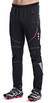 Santic Men's Cycling Pants Fleece Thermal Windproof Pants Trousers Winter