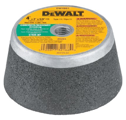 DEWALT DW4961 4-Inch by 2-Inch by 5/8-Inch -11 Concrete/Masonry Grinding Steel Backed Cup Wheel