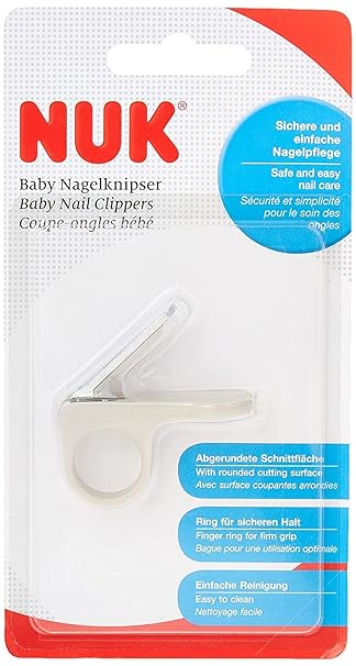 NUK 10256427 Baby Nail Clipper, cuts Tiny Baby Nails Easily, Safe Thanks to Finger Ring for a Secure fit and Rounded Cut Surface, Gray