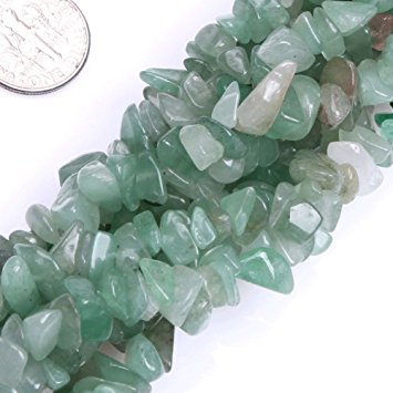 GEM-inside 7-8MM Gemstone Green Aventurine Jade Chips Beads Gemstone Gem Loose Beads Findings Accessories Agate Chips Strand 34 Inches