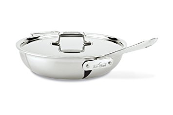 All-Clad BD55404 D5 Brushed 18/10 Stainless Steel 5-Ply Dishwasher Safe Week Night Pan Cookware, 4-Quart, Silver