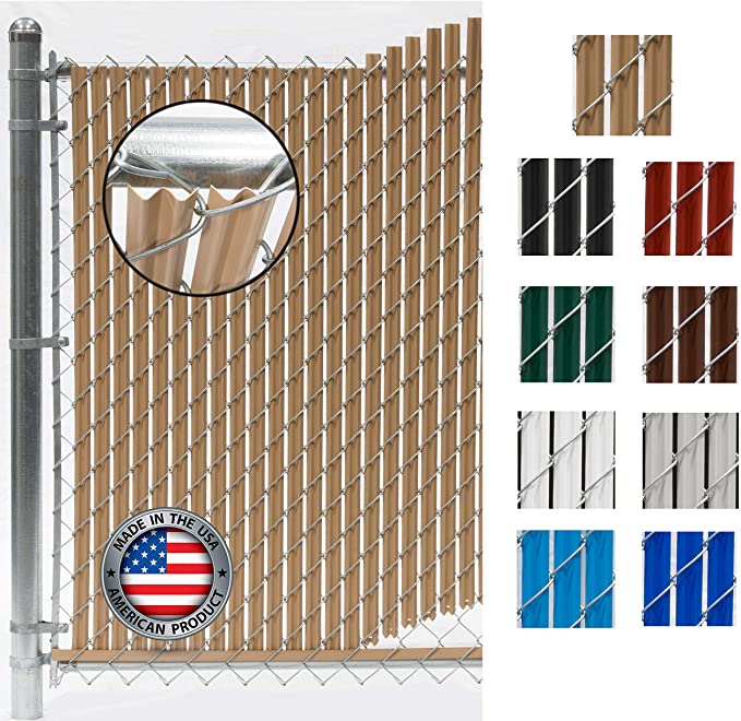 Wave Slat (9 Colors) Single Wall Bottom Locking Privacy Slat for 4', 5', 6', 7' and 8' Chain Link Fence (4 ft, Beige)