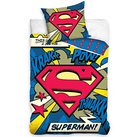 Superman Pow Single/US Twin Cotton Duvet Cover and Pillowcase Set