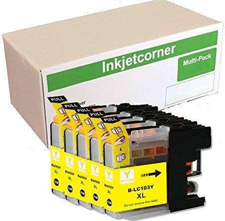 Inkjetcorner Compatible Ink Cartridges Replacement for LC103XL BLC103Y (5 Yellow)