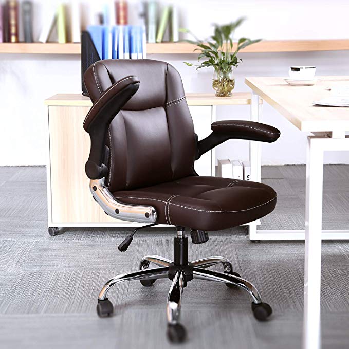 SP Mid-Back Ergonomic Office Faux PU Leather Chair Executive Computer Desk Chairs Managerial Executive Chairs (BN)