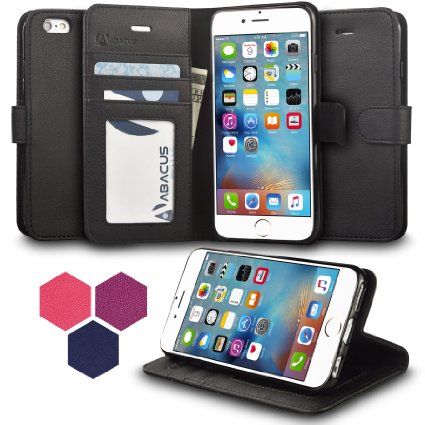 iPhone 6S Case Abacus24-7 iPhone 6S Wallet Case with Flip Cover and Stand Black