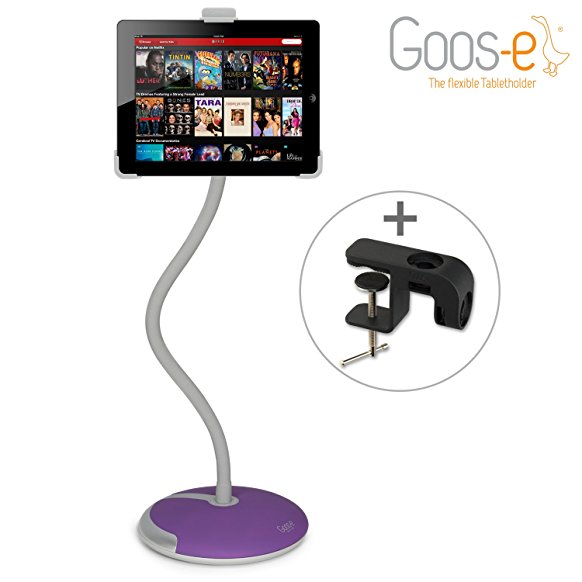 Goos-e® - Tablet Stand - Tablet Holder - Touch Screen Stand - Tablet Mount - Universal Tablet Stand - iPad Pro 9,7" Stand - Gooseneck Tablet Holder - Stand for Tablet & E-Reader - 9-10-11 Inch - COMPLETE PACK - PURPLE