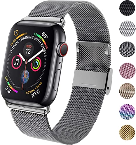 GBPOOT Band Compatible with Apple Watch Band 38mm 40mm 42mm 44mm, Wristband Loop Replacement Band for Iwatch Series 6/SE/5/4/3/2/1,Space Gray,38mm/40mm