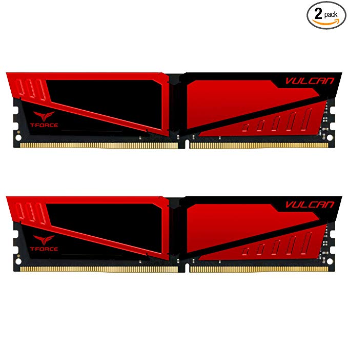 TEAMGROUP T-Force Vulcan DDR4 16GB (2x8GB) 2666MHz (PC4-21300) CL15 Desktop Memory Module ram - Red