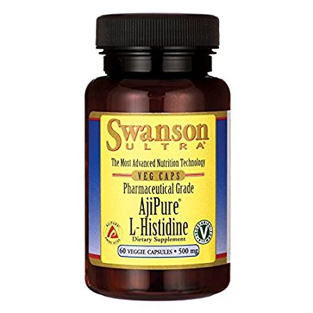 Swanson Ajipure L-Histidine, Pharmaceutical Grade 500 mg 60 Veg Caps