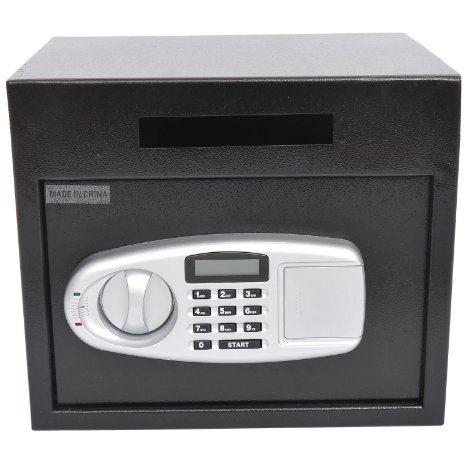 HomCom 12 x 14 x 10 Digital Home Security Safe w Deposit Slot - Black