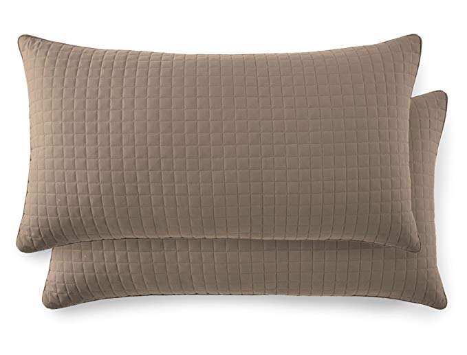 Southshore Fine Linens - VILANO Springs - Pair of Quilted Pillow Sham Covers (No Inserts), 20" x 36", Taupe