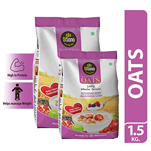 DiSano Oats with High in Protein and Fibre Pouch, 1.5 kg Combo Pack (1kg  500gm)