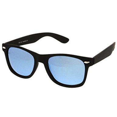 zeroUV - Matte Finish Reflective Color Mirror Lens Large Square Horn Rimmed Sunglasses 55mm