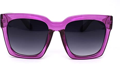 Womens Boyfriend Style Oversize Horned Rim Thick Plastic Sunglasses