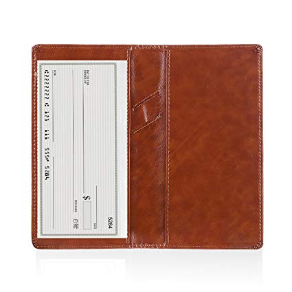 Leather Checkbook Cover Holder with Free Divider-Right and Left Handed Design Checkbook Cover Case for Men&Women