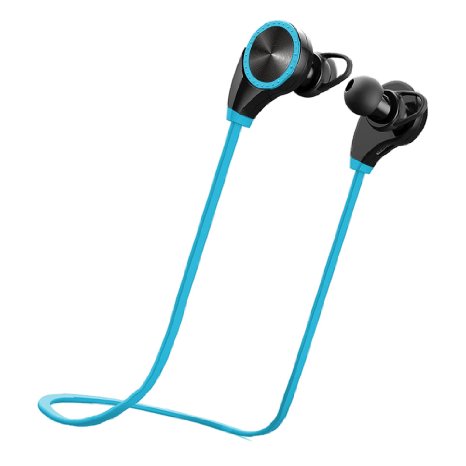 Wireless Headset Bluetooth Noise-Cancelling Headphone Sweatproof Sport Earphones w Built-in Mic for iOS Android Devices Blue