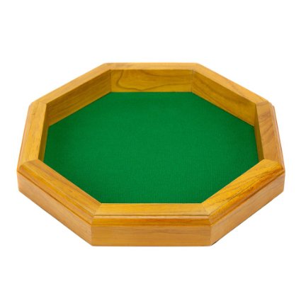 12 Inch Octagonal Wooden Dice Tray with Felt Lined Rolling Surface by Wiz Dice
