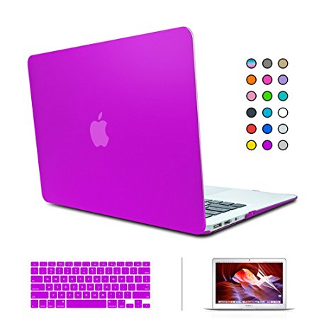 ICE FROG Rubberized Coated Case  Keyboard Skin  Screen Protector for MacBook Air 11" 11.6 inch, Light Slim PC Matte Case Cover/Soft TPU Keyboard Protective Skin/HD LCD Screen Protector-Dark Purple