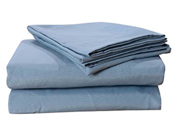 Honeymoon 4PC Microfiber Light Blue Full Size Bed Sheet Set, Super Soft, Egyptian Cotton, Deep Pockets, Sensitive Skin, Breathable, Fine Workmanship, HM00320001F-STO BLU