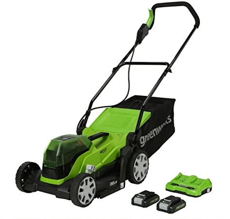 Greenworks G24X2LM36K2x Cordless Lawn Mower, Green, Black, Grey