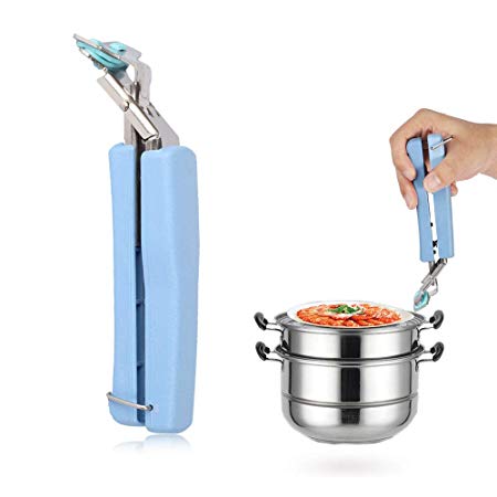 Bowl Gripper Retriever Tongs Clip Kitchen Pot Pan for Hot Dishs and Cold Plate,Tray,Instant Pot, (blue)