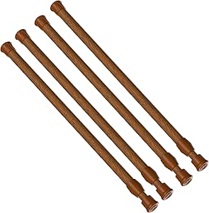 AIZESI Spring Tension Curtain Rod Short Tension Rod（Wood,28"-48"-4Pcs)