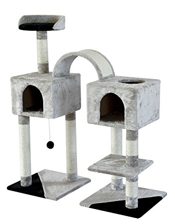 PawHut 45-inch Scratching Cat Tree Scratcher Condo Pet House Post Furniture Gray
