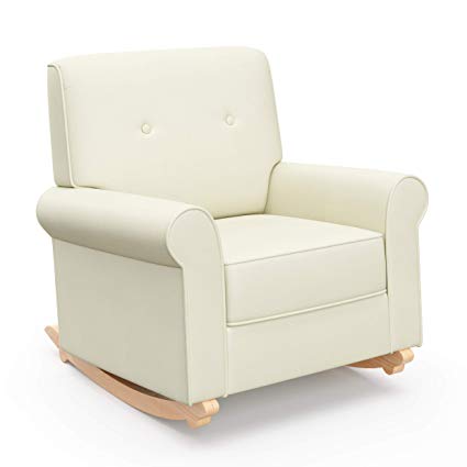 Graco Harper Tufted Rocker, Oatmeal Cleanable Upholstered Nursery Rocking Chair, Converts to Stationary Armchair