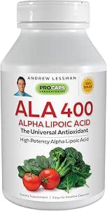 ANDREW LESSMAN Alpha Lipoic Acid ALA 400-30 Capsules – The Universal Anti-Oxidant, Ultra-High Potency, No Additives