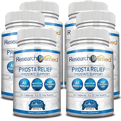 Research Verified Prosta Relief - Best Saw Palmetto Prostate Health; Improves Bladder & Urinary Health, Sexual Drive and Performance; Pure Natural Ingredients; 6 Bottles (6 Months Supply)