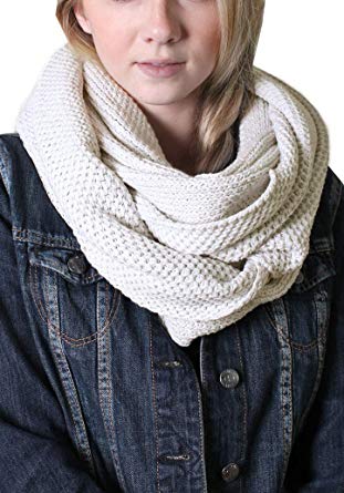 Women's 100% Organic Cotton Knit Infinity Scarf, Thick Soft Stretch Warm Unique Eco-Friendly Non-Toxic (5 COLORS)