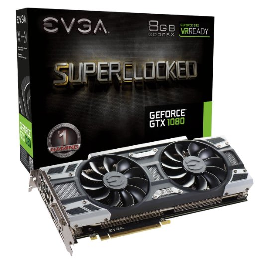 EVGA NVIDIA GeForce GTX 1080 SC Gaming with ACX 3.0 Cooling 8 GB GDDR5X PCI Express 3 Graphics Card - Black