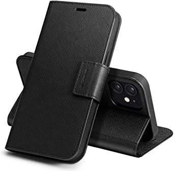 Caseology Calin Compatible with iPhone 12 Pro Case Compatible with iPhone 12 Case (2020) - Saffiano Black