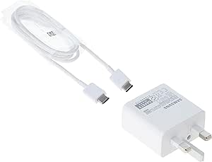 Samsung Galaxy Official 15W Adaptive Fast Charger (with USB-C to C Data Cable), White