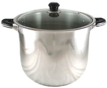 NEW 12-QUART HEAVY-GAUGE STAINLESS STEEL (18/10) STOCK POT W/ GLASS LID COVER