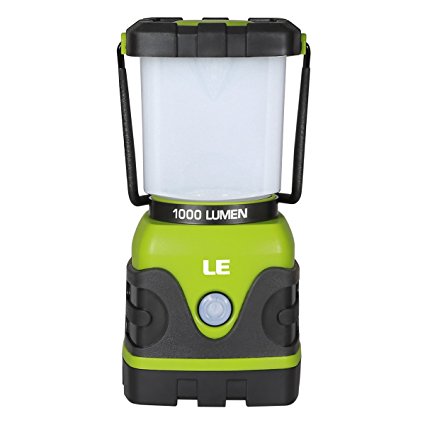 LE Outdoor LED Camping Lantern,1000lm, Dimmable, Battery Powered, Water Resistant, Camping Gear Equipment Flashlight Lanterns, Tent Lights for Hiking, Emergencies, Hurricanes, Outages